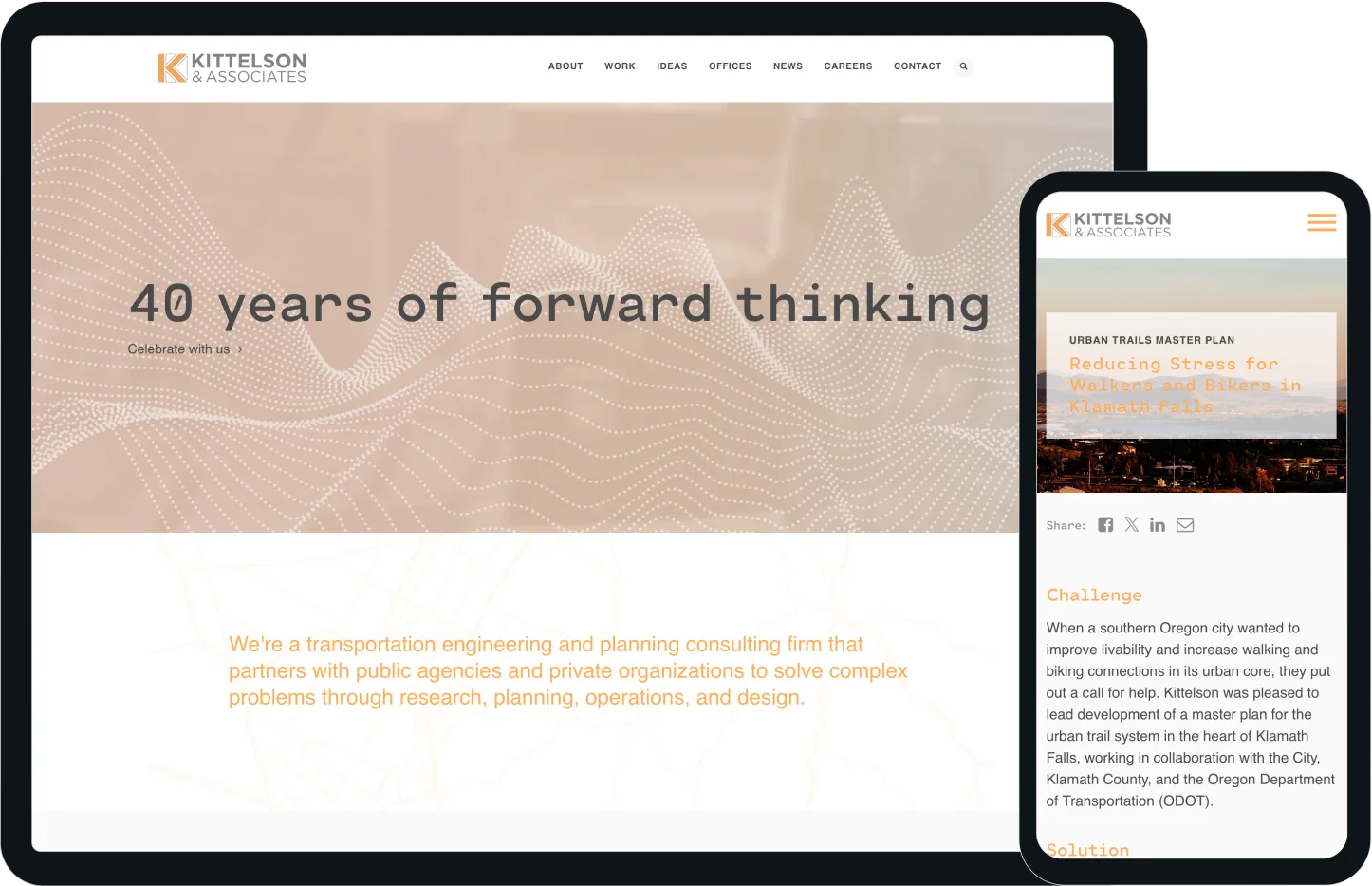 Screenshots of the Kittelson website