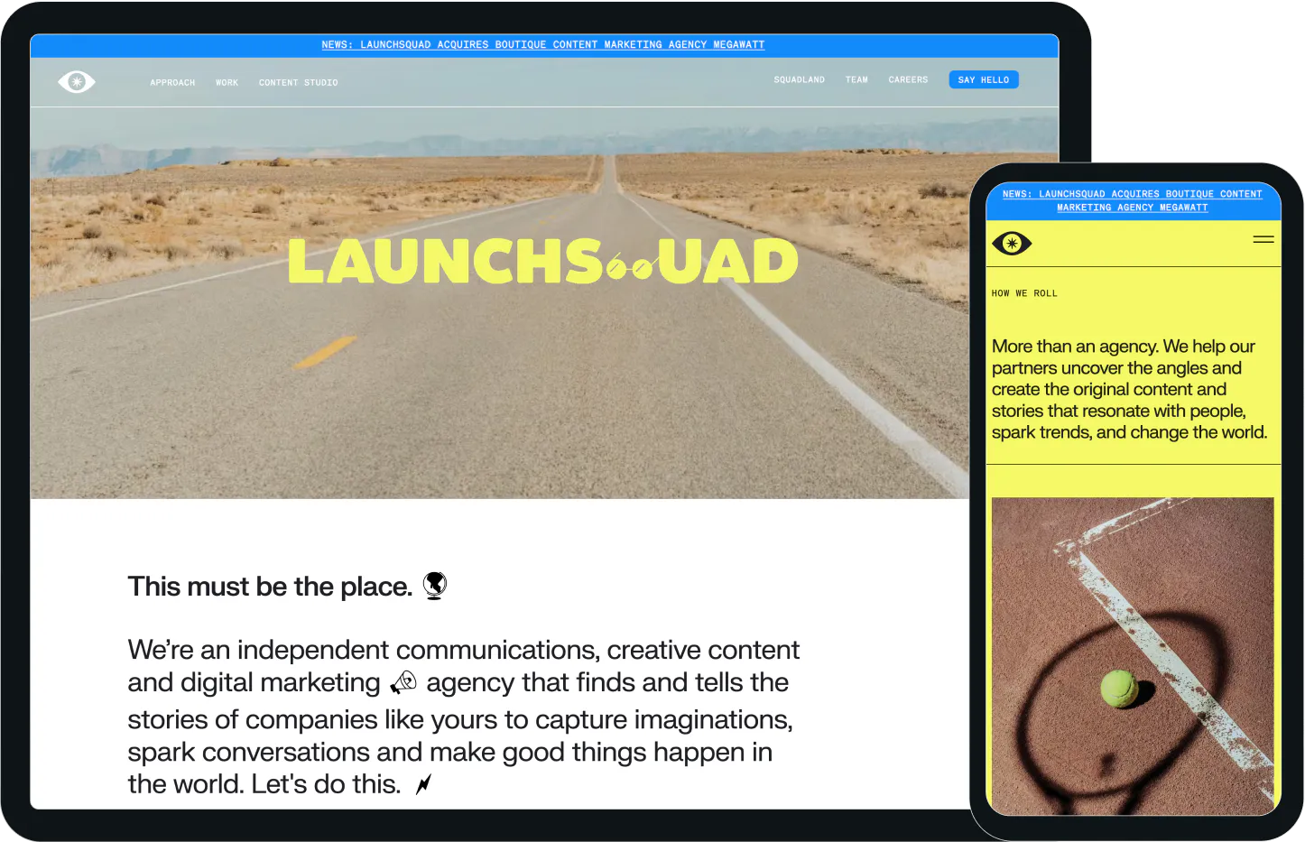 Screenshots of the LaunchSquad website